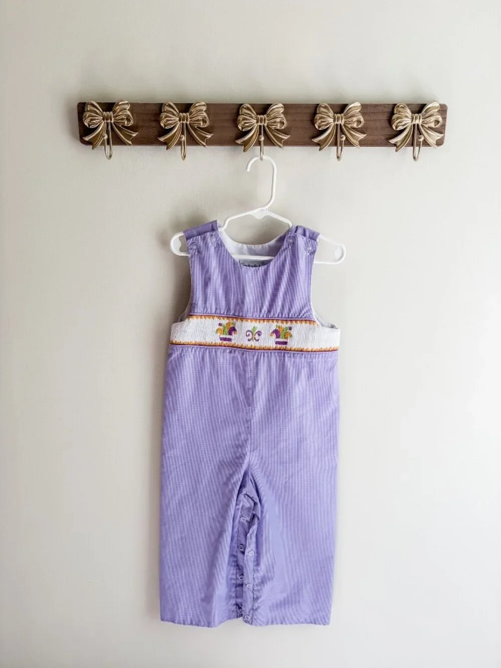 Smockingbird Boys size 2T Purple smocked romper